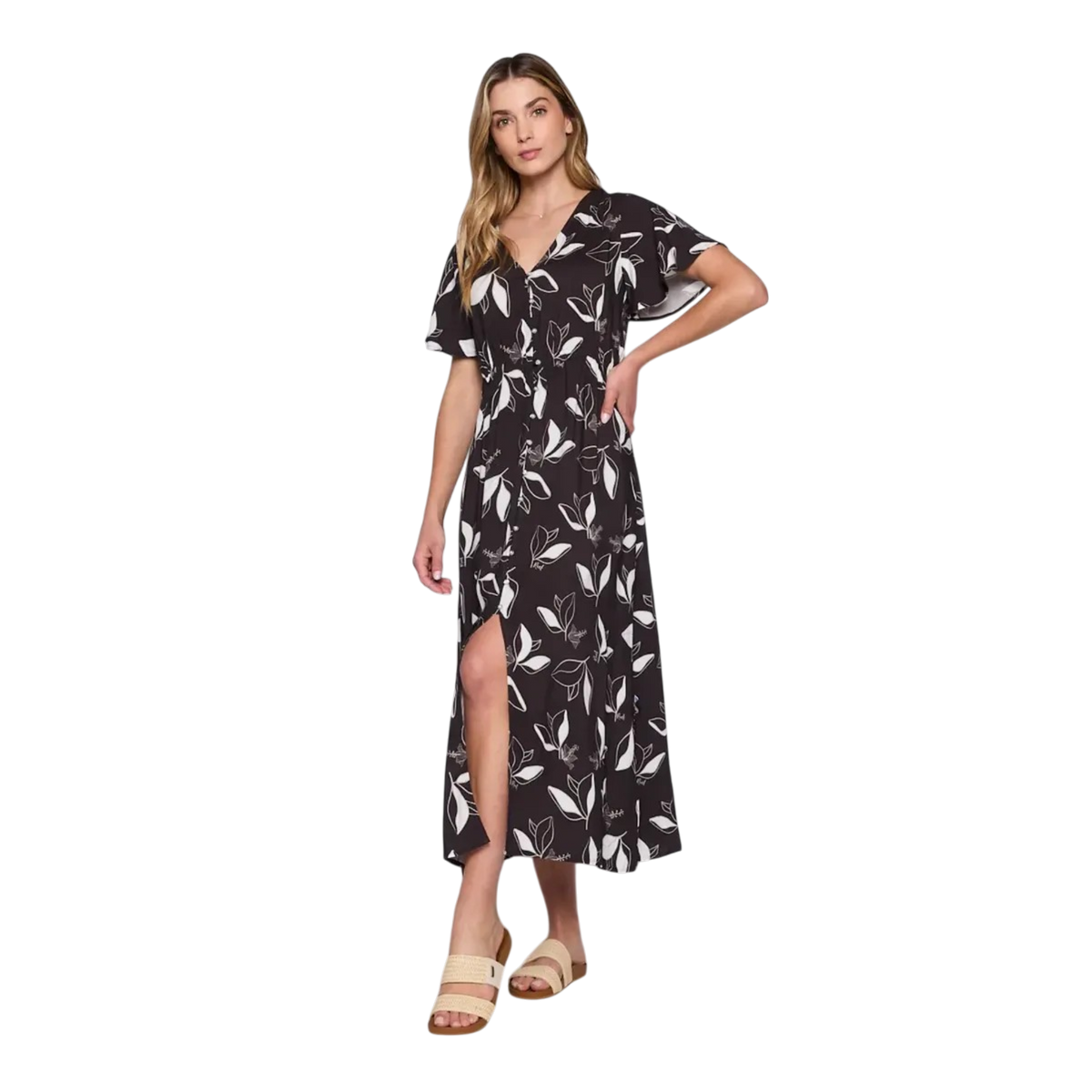 Vestido Reef Women Black Buttons