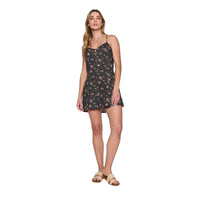 Vestido Reef Women Soft Black Flowers Buttons