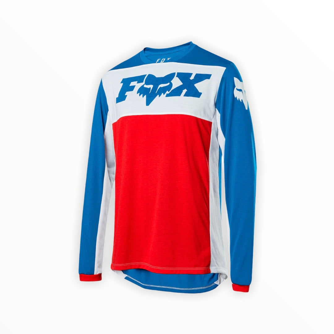 POLERA BICICLETA INDICATOR AUGUST AZUL ROJO FOX.